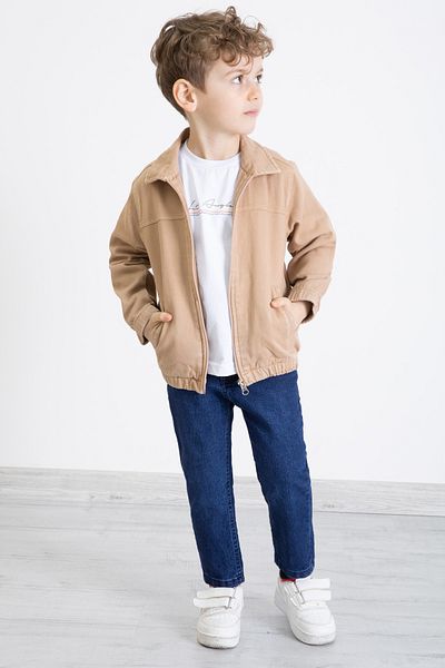 Cansın Mini Brown Zippered Jean Jacket and Trousers Boy's 3L Suit 20356