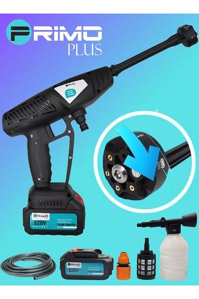 Primo Plus Cordless Electric High Pressure Washer, 520VF Lithium Battery.