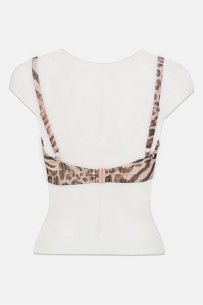 Asos Design Women Non Padded Underwire Animal Print Bra, Brown