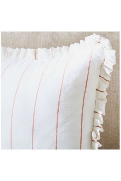 Home Box Warm Oasis Terra Stripe Scallop Edges Filled Cushion 50x50 cm
