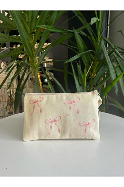 bezçantadünyası Kurdele Baskılı Hambez Clutch Çanta