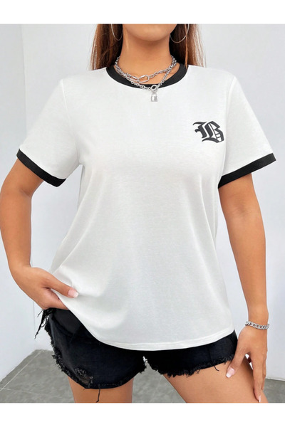 Revasser Unisex Erkek/Kadın Yaka Siyah B Özel Baskılı Oversize Pamuklu T-Shirt Tişört