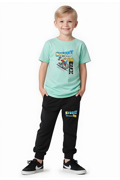 FYK KİDS Boy's Seasonal Street Printed Bottom Set