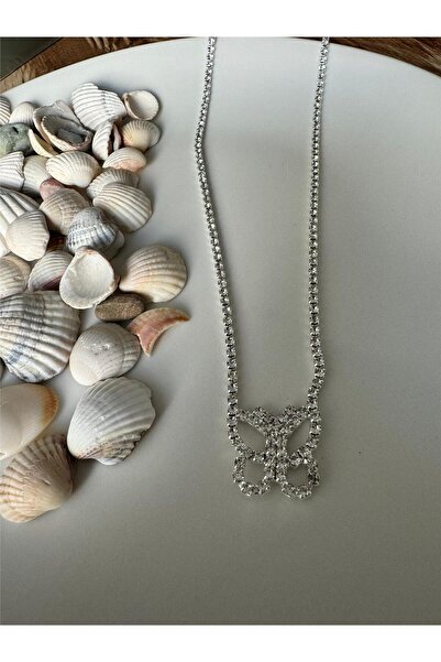 Pelin Aksesuar Kelebek Figürlü Kristal Kolye