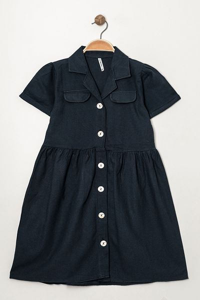 ANGELOS GIRLS Rochie cu mânecă scurtă din bumbac din iută pentru fete P1009