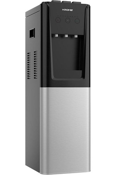 Krome Top & Bottom Loading Water Dispenser | 3 Taps | Child Lock | Silver & Black | KR-WDTBL 3TW