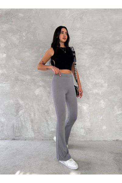 Gugus Women's High Waist Slimming Effect High Waist Steel Interlock Spanish Leg Leggings Pants