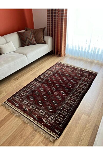 111x180 cm Koyu Renkli Halı, El Dokuma Vintage Halı, Nadir Desenli Şık Halı, Vintage Tutkunları için