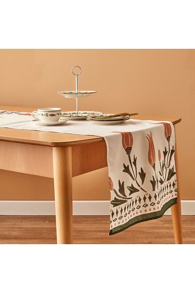 Bella Maison Памучен кът за колани Tulip бяло-зелен (50x150 см)