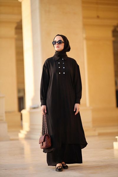 NS Moda Black Hijab Alya Set - Model-530