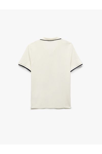 Koton Contrast Detailed Cotton Pique Fabric Short Sleeve Slim Fit Polo Neck T-Shirt