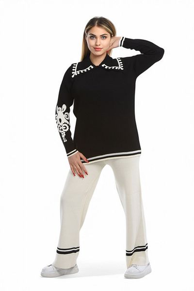 NEWCO New Trend Women's Polo Collar Special Embroidered Knitwear Suit