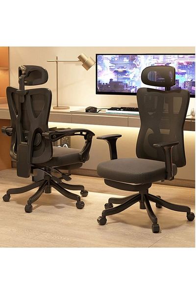 ALMUFARREJ Height and back adjustable swivel office chair with leg rest