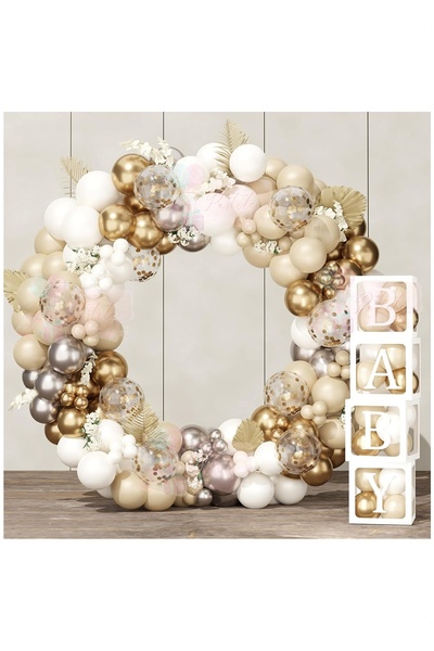 Partile Baby Şeffaf Balon Kutusu Baby Yazılı Doğum Günü Setleri Parti Eğlence...