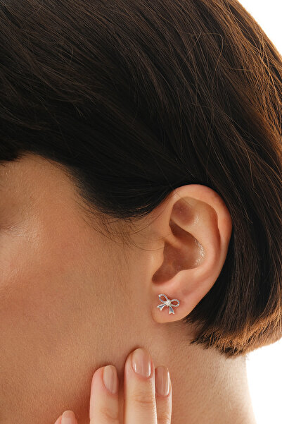 jingle bells İncili Fiyonk Küpe 925 Ayar Gümüş Rodyum Kadın Küpe