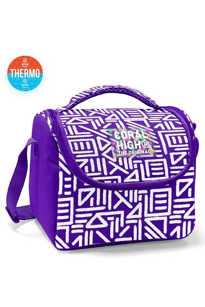 Coral High Cutie de prânz termică cu model geometric pentru copii, violet, alb, 22783