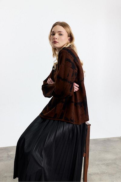 Rays 24378 Pulover cu jumătate de gât maro-negru