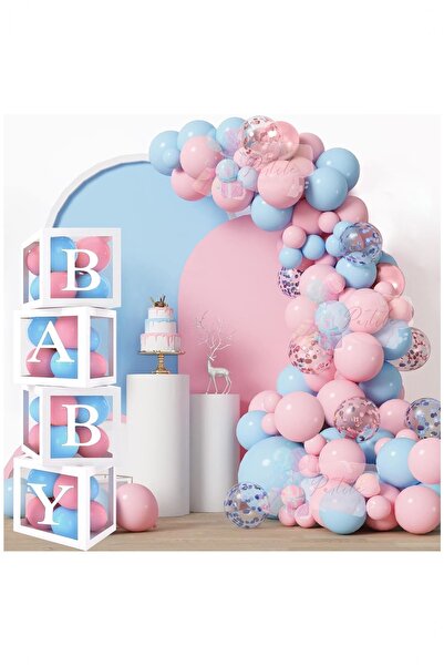 Partile Baby Şeffaf Balon Kutusu Baby Yazılı Doğum Günü Setleri Parti Eğlence...