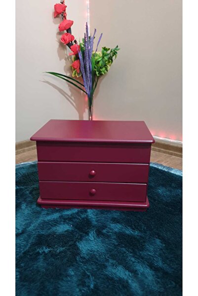 Tekir Store evinizi güzelleştirin Ahşap Aynalı 2 Çekmeceli Bölmeli Dekoratif Dolap Takı Saat Kutusu Çok Amaçlı Organizer Lake Boyalı