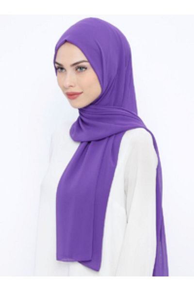 Differenza شال شيفون كريب باللون الأرجواني الفاتح
