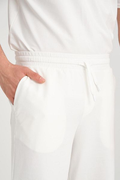 Valiberta Ecru Double Sleeve Slit Cotton T-shirt and Shorts Set - Two Thread