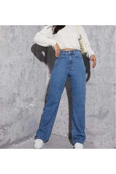 pass&pass 2020 Blugi Palazzo fără Lycra pentru femei - Albastru deschis