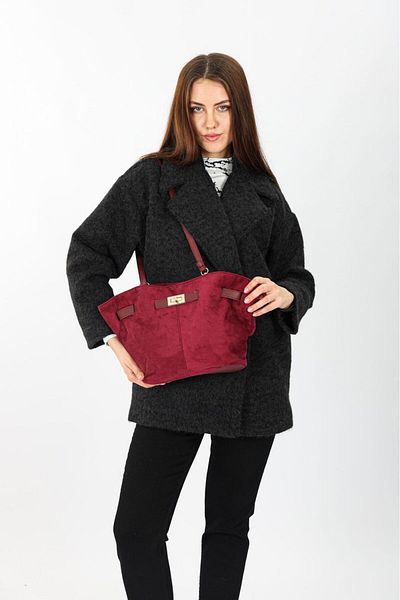 CKN Geantă de umăr de mână pentru femei, din piele de căprioară, căptușită cu satin, cu accesorii din oțel