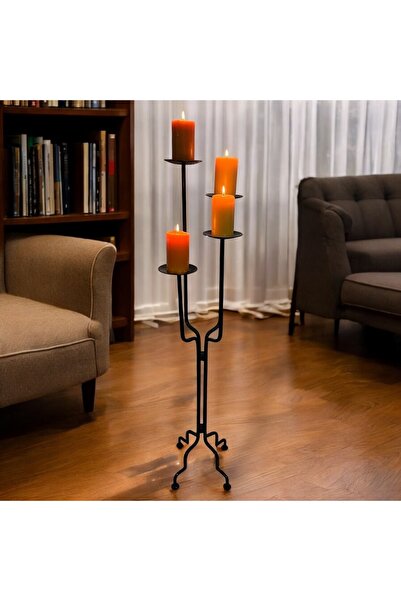 daviahome Dörtlü Metal Şamdan Mumluk