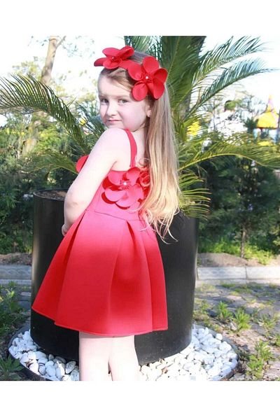 MUMİKİDS Rochie de seară pentru copii cu flori de orhidee perle pentru fete (cataramă inclusă)