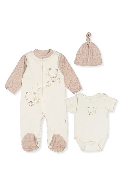 Bebetto Bamboo Interlock Jumpsuit Set 3L Beige Z1009