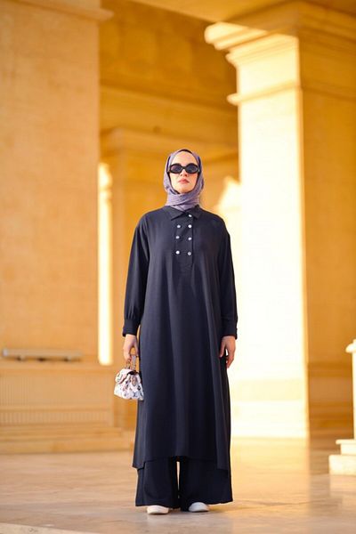 NS Moda Navy Blue Hijab Alya Set - Model 530