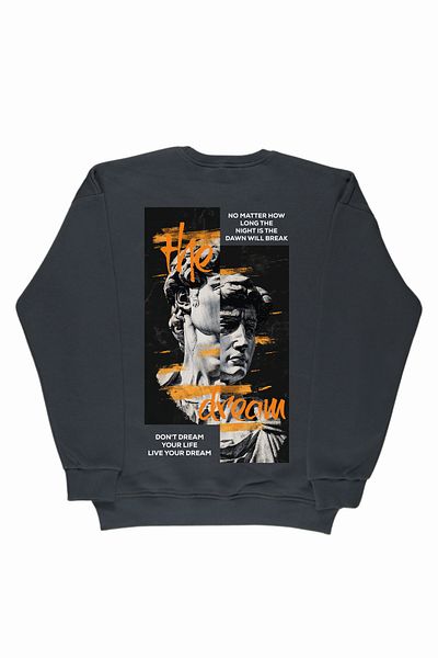 By Caspita Fashion Hanorac unisex oversize afumat cu imprimeu pe spate Lenithra The Dream Sculpture