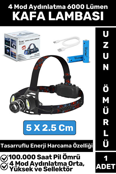 Genel Markalar Profesyonel Kamp Avcı Balıkçı Deprem 4 Mod Aydınlatma 6000 Lüm...