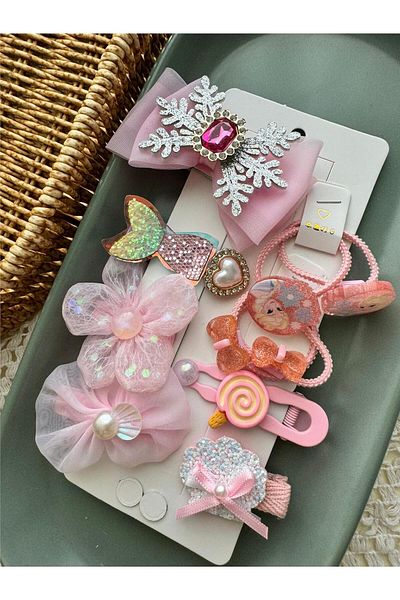 Pelin Aksesuar Set de 10 catarame Elsa roz