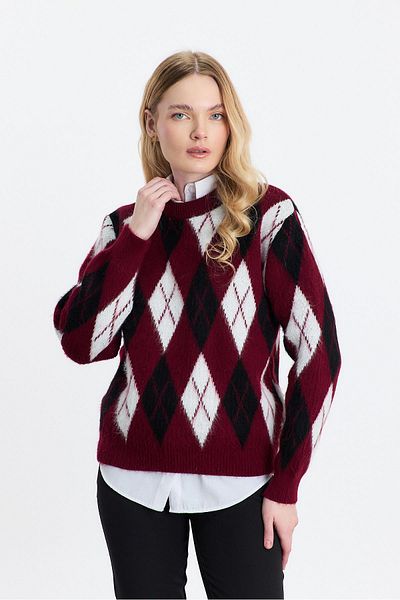 Rays 24376 Pulover roșu Claret Rose Gold - Argyle