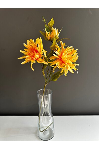 Luvienn Yapay Lüks 3 Kafalı İri Kasımpatı Çiçeği-Kaliteli  Vazo Yapay Çiçeği