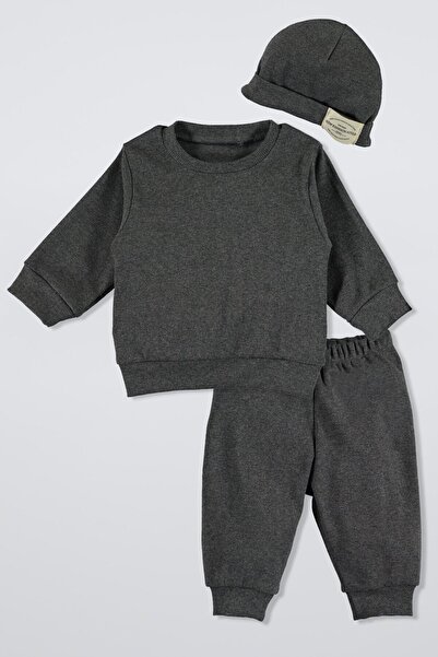 hepbaby Bebek Kaşkorse 3'lü Takım – Şapkalı, Uzun Kollu ve Eşofman Altlı Raha...