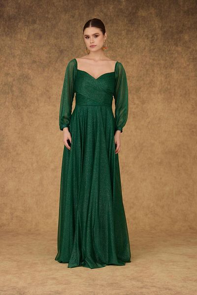 Carmen Μακρυμάνικος αρραβώνας γιακάς Emerald Glitter