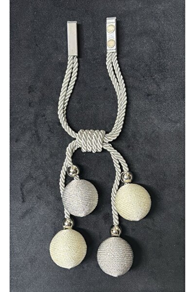Doğukan perde aksesuarları Set of 4 Balls Miknatisli Bracoł Silver/Cream