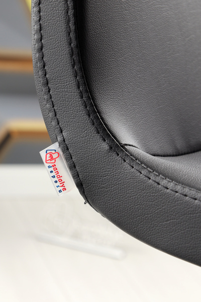 SandalyeDeposu Gabriel Bar Sandalyesi (Siyah Deri)