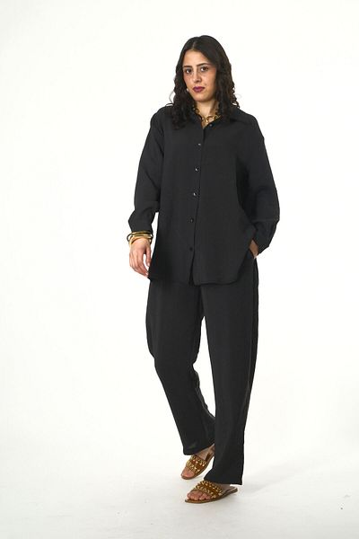 ABBRA Women's Elastic Waist Solid 100% Modal Summer Shirt Set