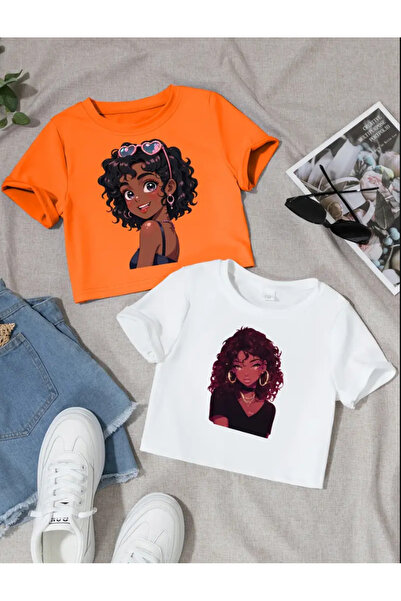 Machetta Дитячий жіночий принт 2-х коротких рукавів 100% бавовна Crop T-shirt