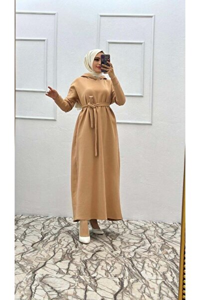 moda periy Kadın Kapşonlu 3 iplik  Tesettür Elbise