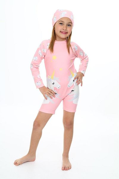 ANGELOS GIRLS Girl's Swimming Shorts Bonneted 2 Piece Swimsuit Set 3-10 Years 028