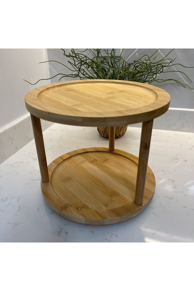 Sade Hediye Bamboo 2-Tier Rotating Stand Multi-Purpose Presentation Holder
