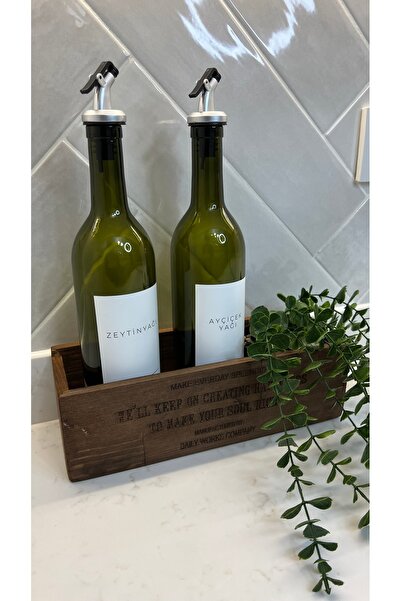 Sade Hediye 2-Piece Oil Pot with Label/Decorative Wooden Box/Artificial Eucalyptus Flower