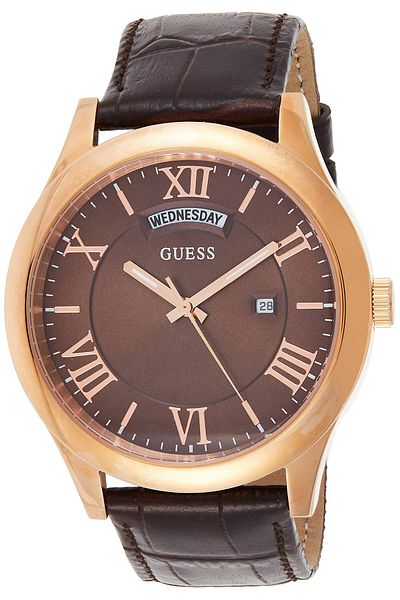 Guess Men's Brown Dial Leather Band Watch - W0792G3
