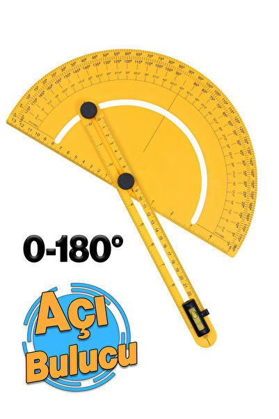 Badem10 Plastik Açı Bulucu Gönye 0-180° Derinlik Kare Köşe Cetvel Ölçme Kayna...