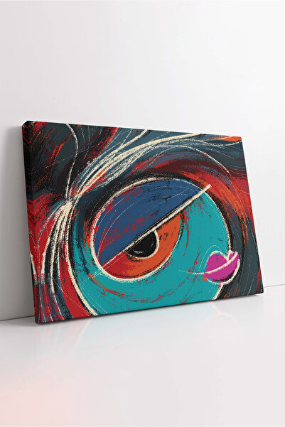 KOSS Dijital Tablou decorativ pe pânză, modern, colorat, abstract, pentru ochi și buze, decor de perete pentru hol, intrare, dormitor