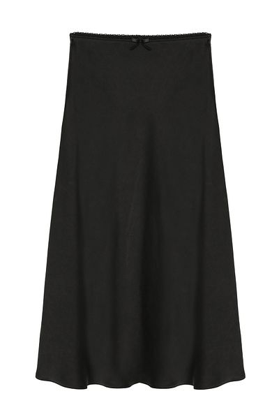 Quzu Black Satin Skirt